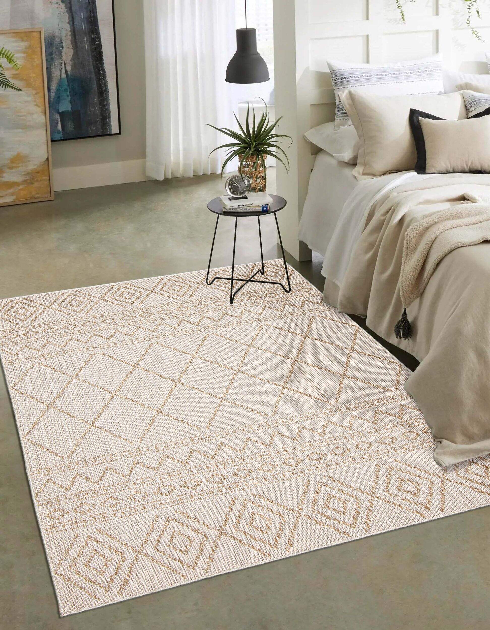 Nolita Rectangular Texturized Polypropylene Indoor Area Rug, Taupe, 8-ft x 10-ft Overhead_Plunge