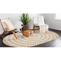 Tapis d'intérieur ovale texturé en polypropylène Manon, taupe, 8 x 10 pi Front_Angled_Left