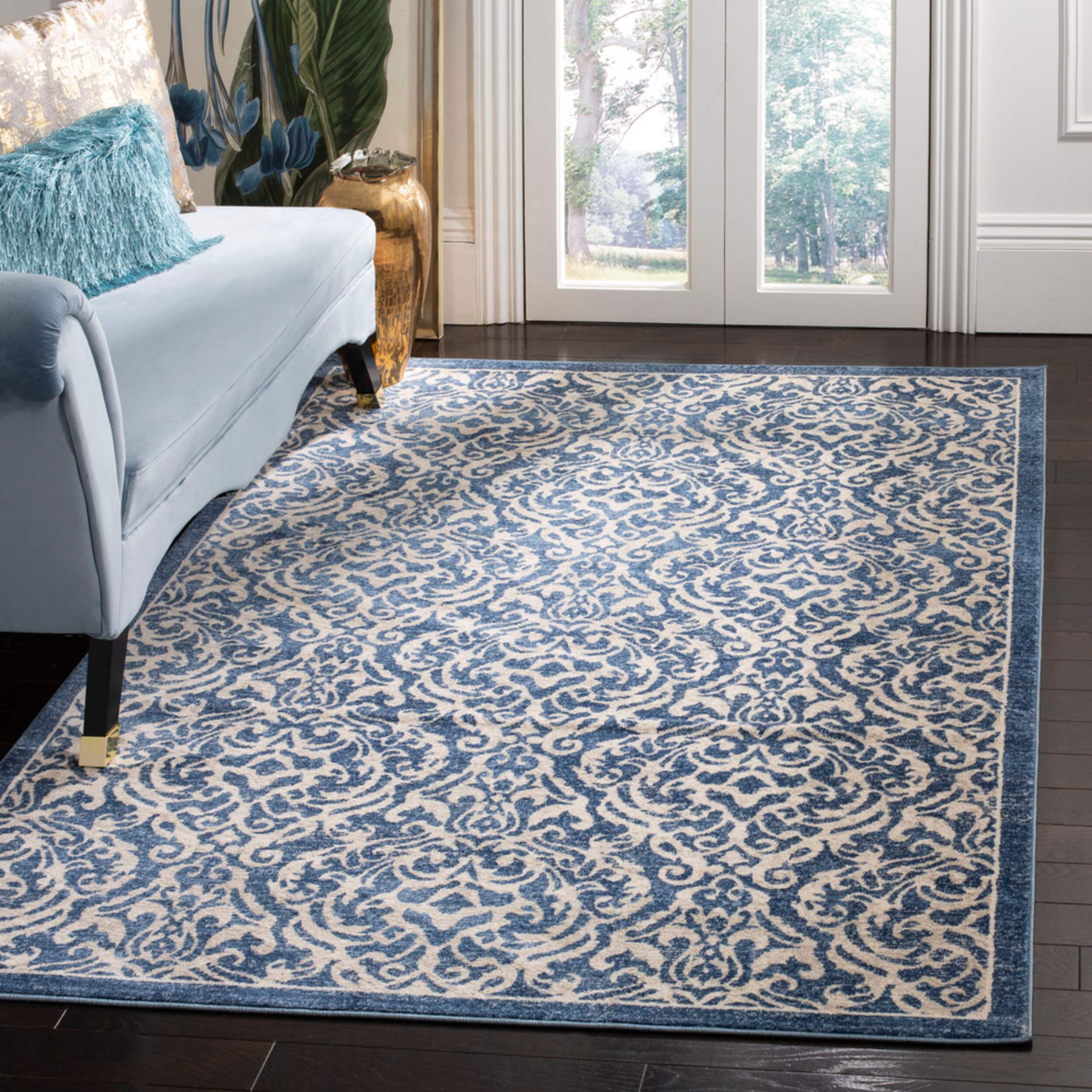 Safavieh Brentwood 810 Rug, Navy/Creme Overhead_Plunge