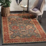 Safavieh Mahal 655 Rug, Navy/Red Overhead_Plunge