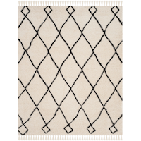 Tapis à poils longs à franges Safavieh Moroccan 241, crème/anthracite Front_Flat