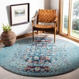 Tapis rond Safavieh Monaco 208, bleu/multicolore, 6 pi 7 po x 6 pi 7 po Front_Angled_Left
