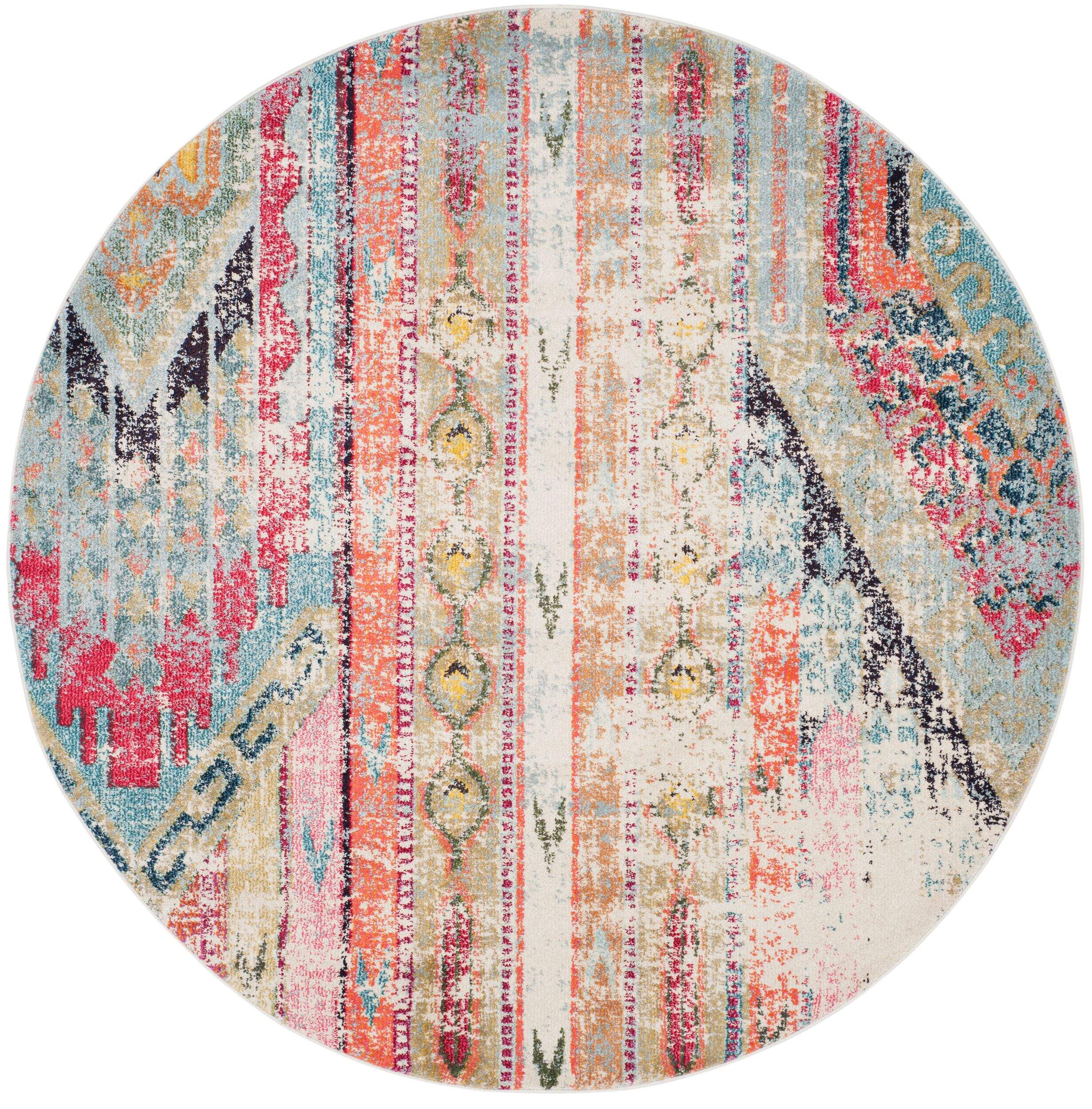 Safavieh Monaco 222 Rug Multi, 4"x4' Round Front_Flat