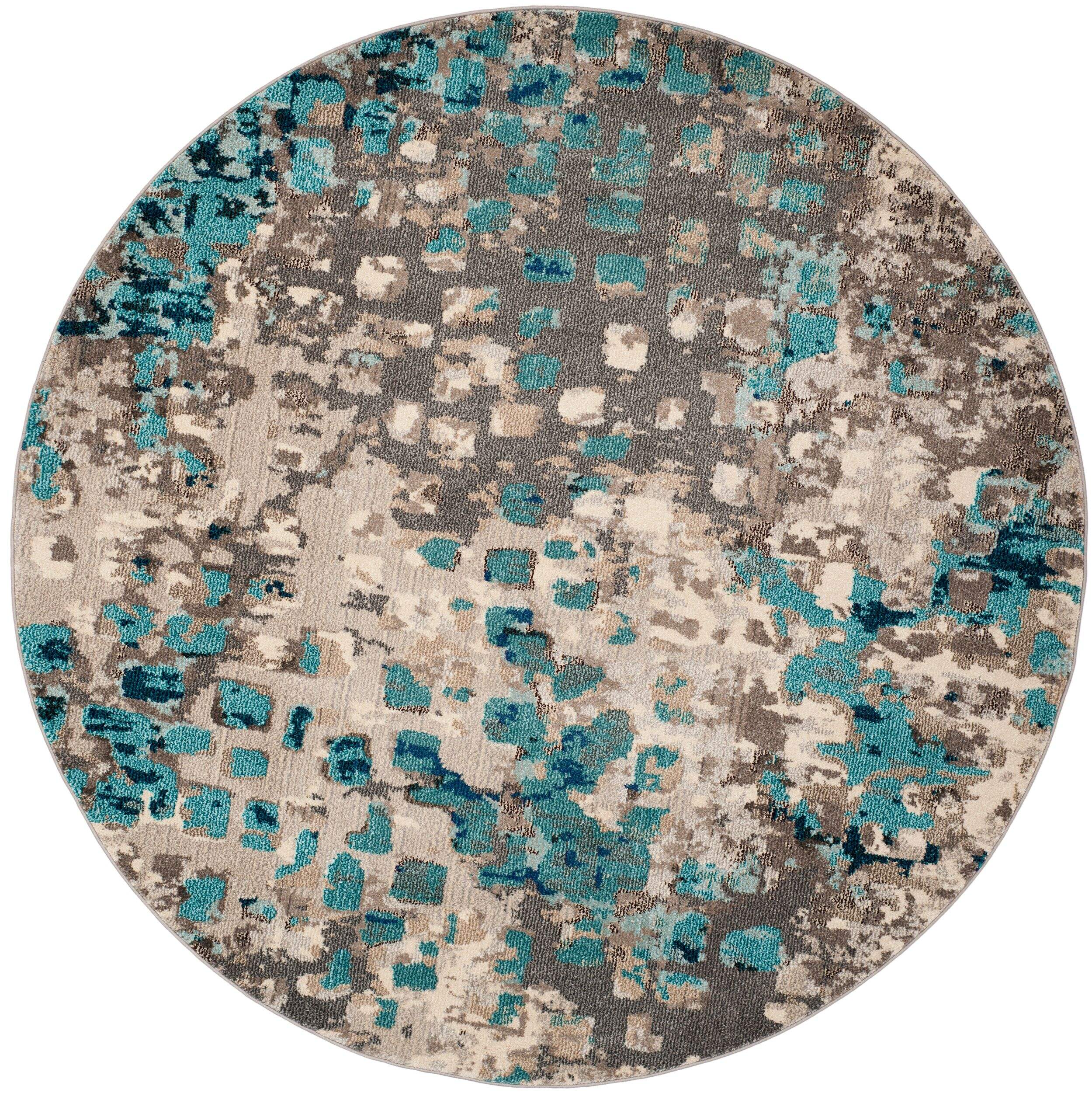 Safavieh Monaco 225 Rug Grey/Light Blue, 5"x5' Round Front_Flat