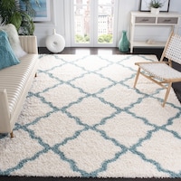 Safavieh Dallas 257 Shag Rug, Ivory/Light Blue Overhead_Plunge
