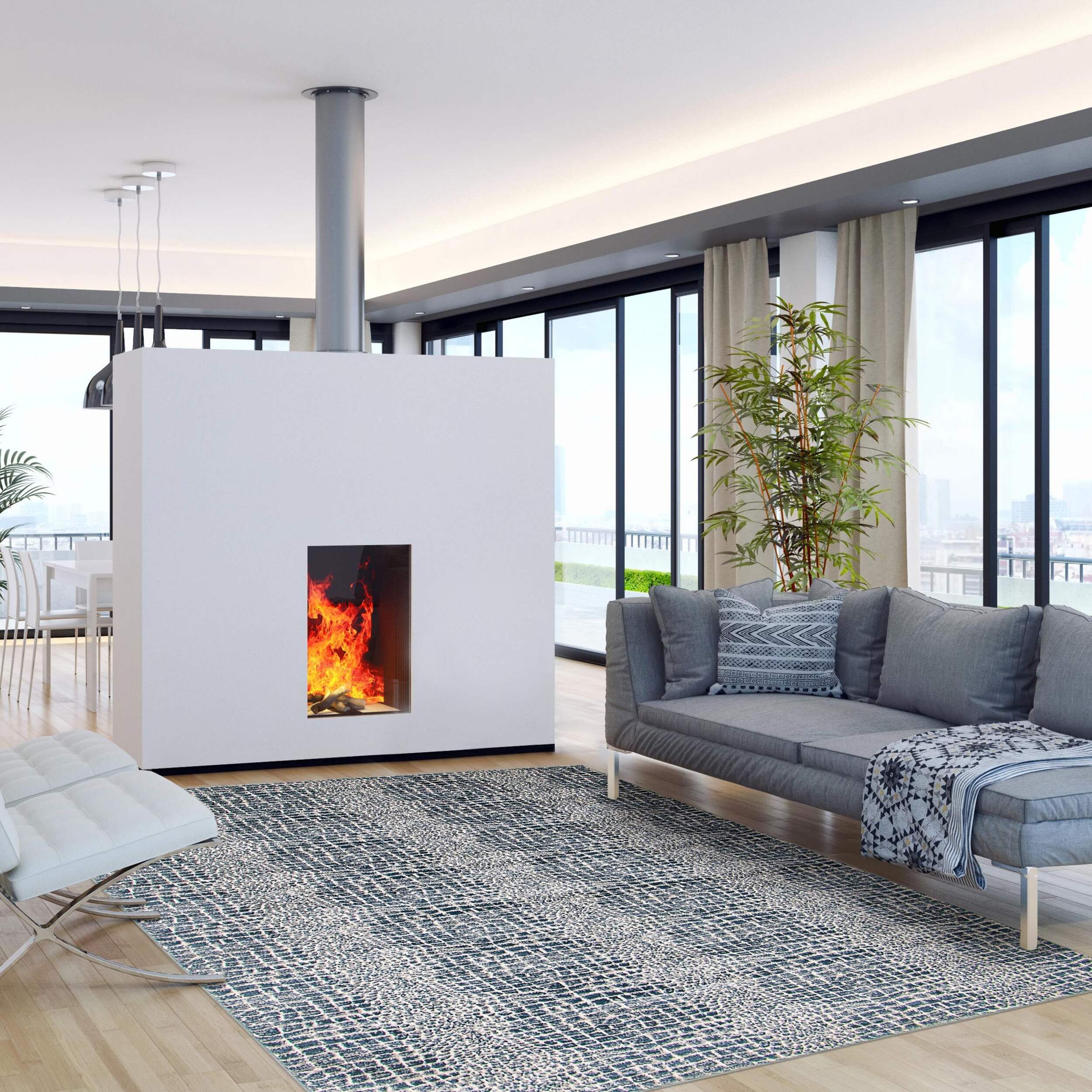 ECARPET Talia Indoor Area Rug, Blue, Assorted Sizes Overhead_Plunge