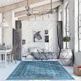 Tapis d'intérieur vieilli/surteint ECARPET Wilby, bleu, choix de tailles Overhead_Plunge