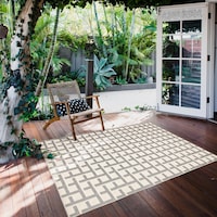 ECARPET Villa Indoor/Outdoor Geometric Area Rug, Light Grey/Ivory, Assorted Sizes