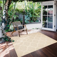 ECARPET Cambridge Indoor/Outdoor Geometric Area Rug, Ivory, Assorted Sizes