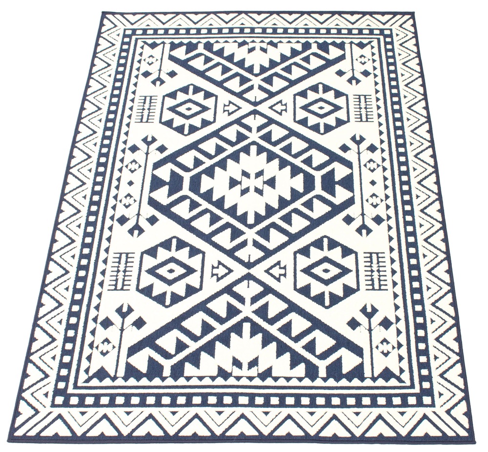 ECARPET Aaya Indoor/Outdoor Area Rug, Blue/White, Assorted Sizes