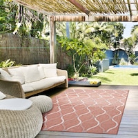 ECARPET Veranda Abstract Indoor/Outdoor Area Rug, Coral, Assorted Sizes