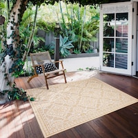 ECARPET Veranda Traditional Indoor/Outdoor Area Rug, Gold, Assorted Sizes