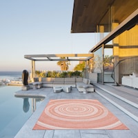 ECARPET Veranda Modern Indoor/Outdoor Area Rug, Coral, Assorted Sizes