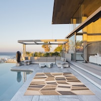 ECARPET Kay Indoor/Outdoor Geometric Area Rug, Ivory, Assorted Sizes