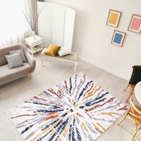 ECARPET Morocco Sunburst Indoor Area Rug, Navy/White, Assorted Sizes Overhead_Plunge