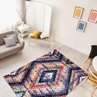 Tapis d'intérieur motif abstrait ECARPET Morocco Casa, bleu marine, choix de tailles