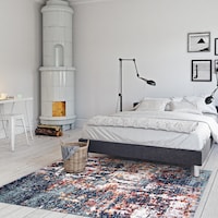 ECARPET Morocco Vintage Indoor Area Rug, Blue, Assorted Sizes Overhead_Plunge