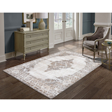 Brassex Omarion 8x11-ft Grey/Cream Distressed Area Rug Overhead_Plunge