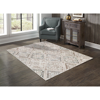 Brassex Skylar 7x9-ft Beige Fade-Resistant Distressed Area Rug Overhead_Plunge