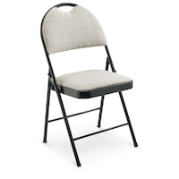 FOR LIVING Portable High-Back Metal Folding Chair, Upholstered & Padded, White