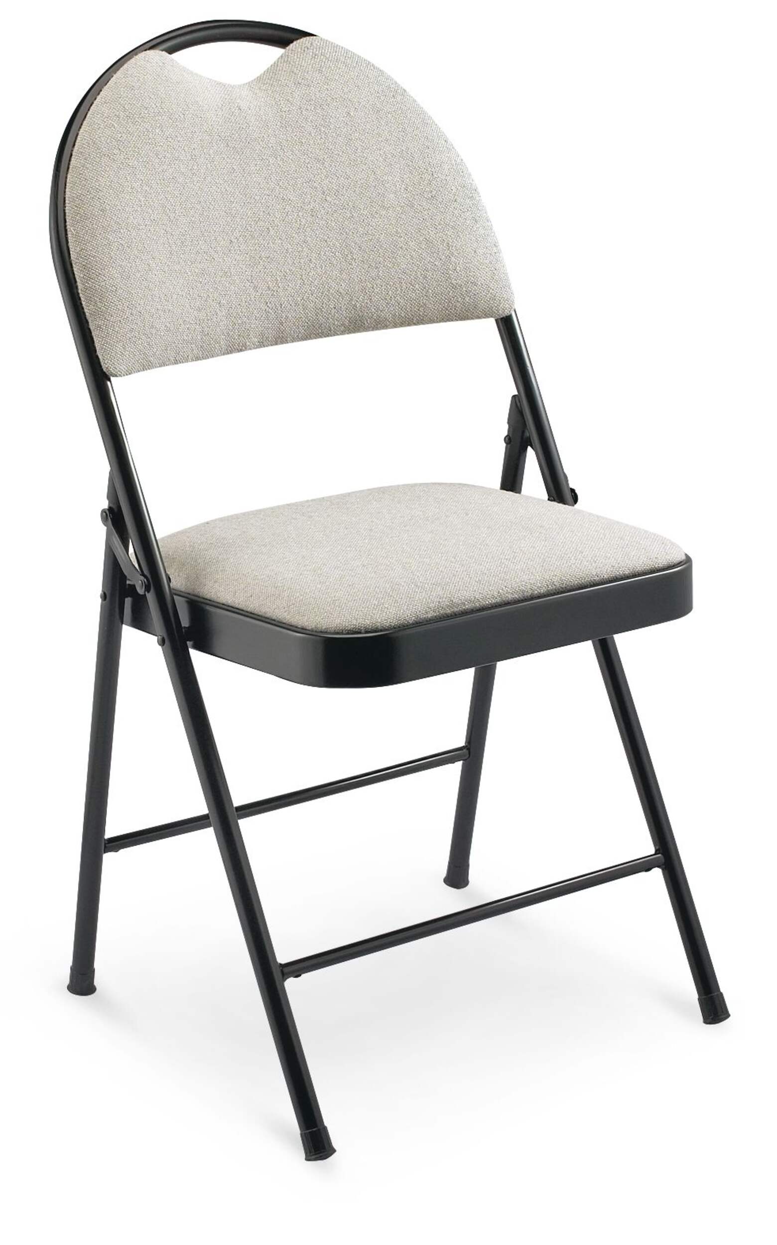 FOR LIVING Portable High-Back Metal Folding Chair, Upholstered & Padded, White Front_Angled_Right
