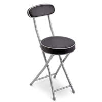 For Living Portable Upholstered & Padded Metal Folding Stool with Backrest, Black Front_Angled_Right