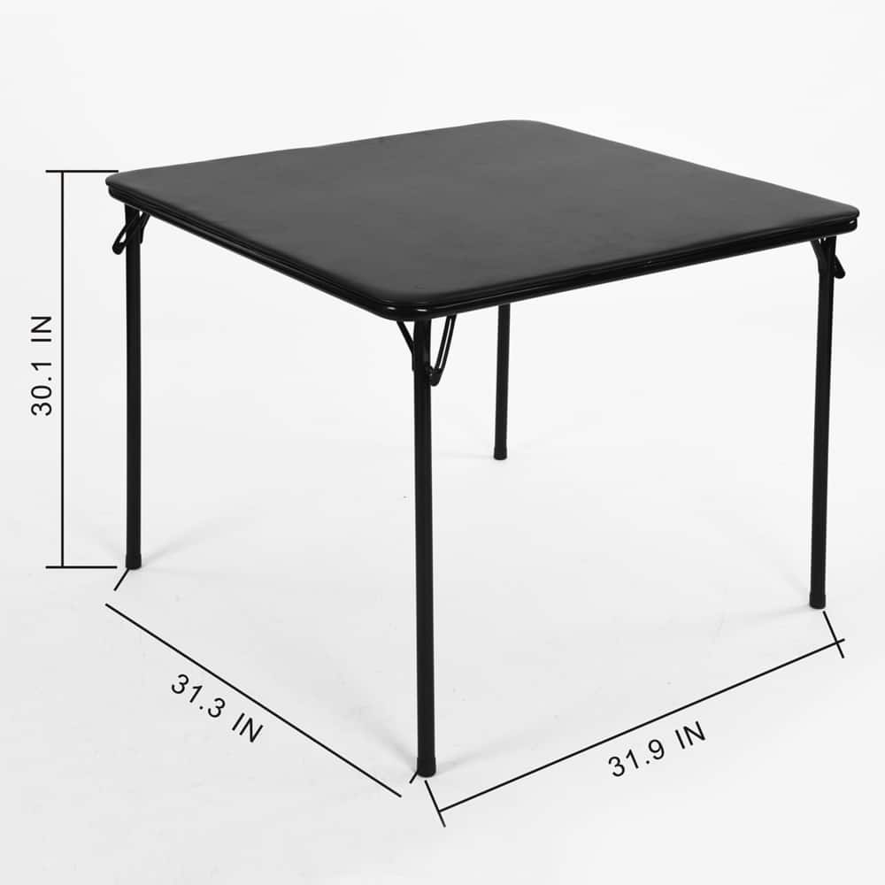 For Living 34 In X 34 In Portable Vinyl Top Metal Folding Card Game   For Living Folding 34 Vinyl Top Card Table Black  4fec1729 1911 4af6 Ad72 8f366c68890b 