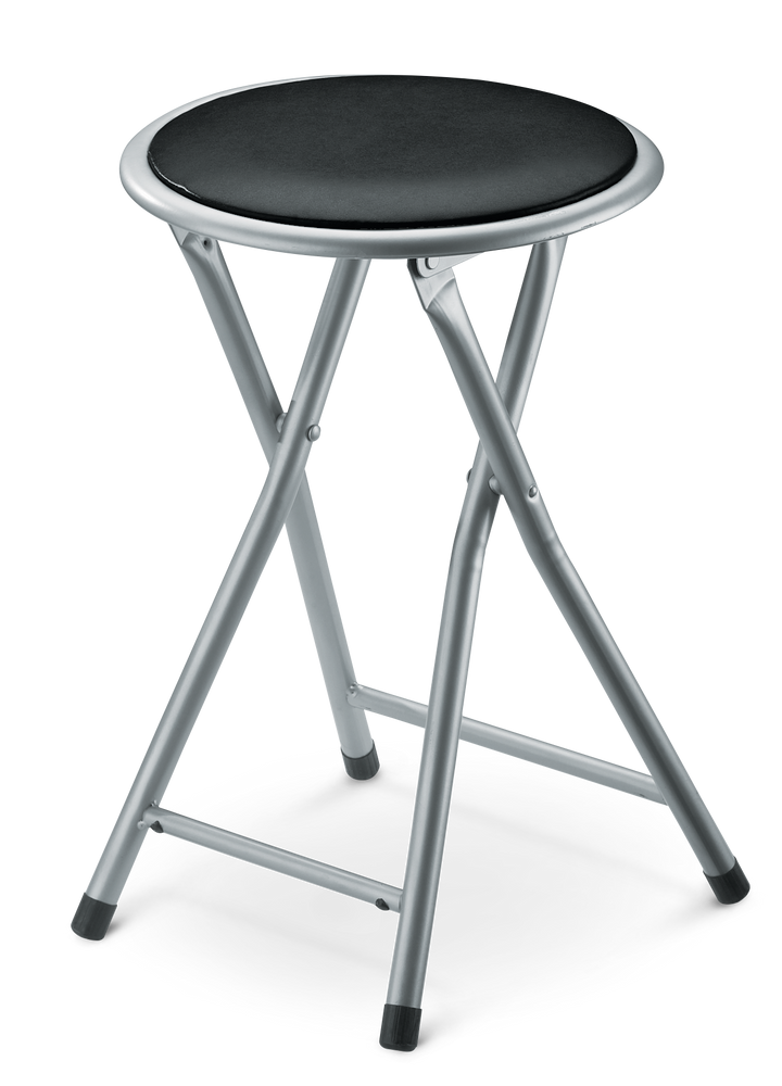 For Living Portable Vinyl Upholstered & Padded Metal Folding Stool