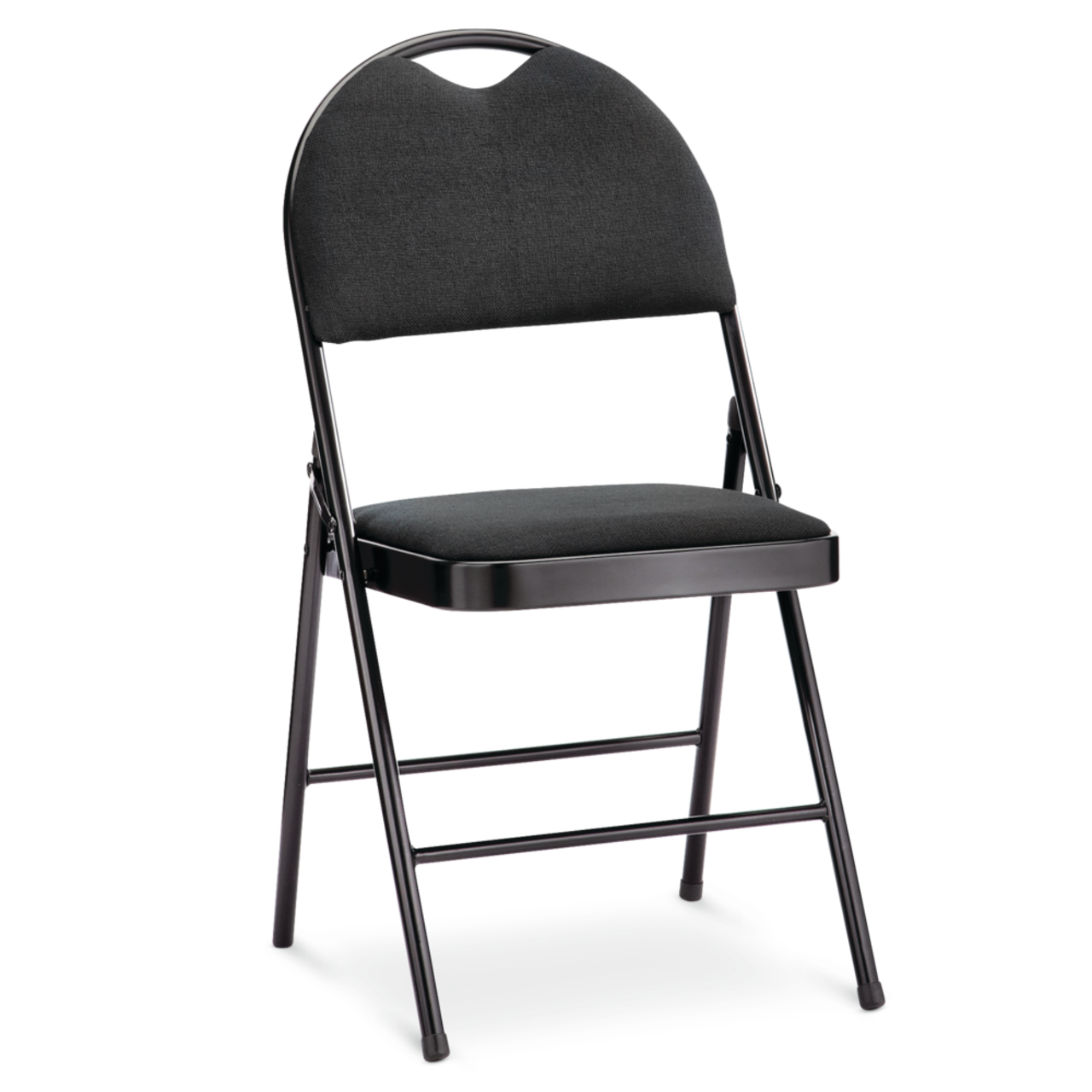 For Living Portable High-Back Upholstered & Padded Metal Folding Chair,  Black