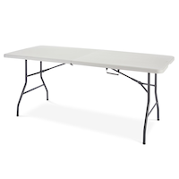 For Living Portable Folding Table with Casters & Handle, 6-ft, White