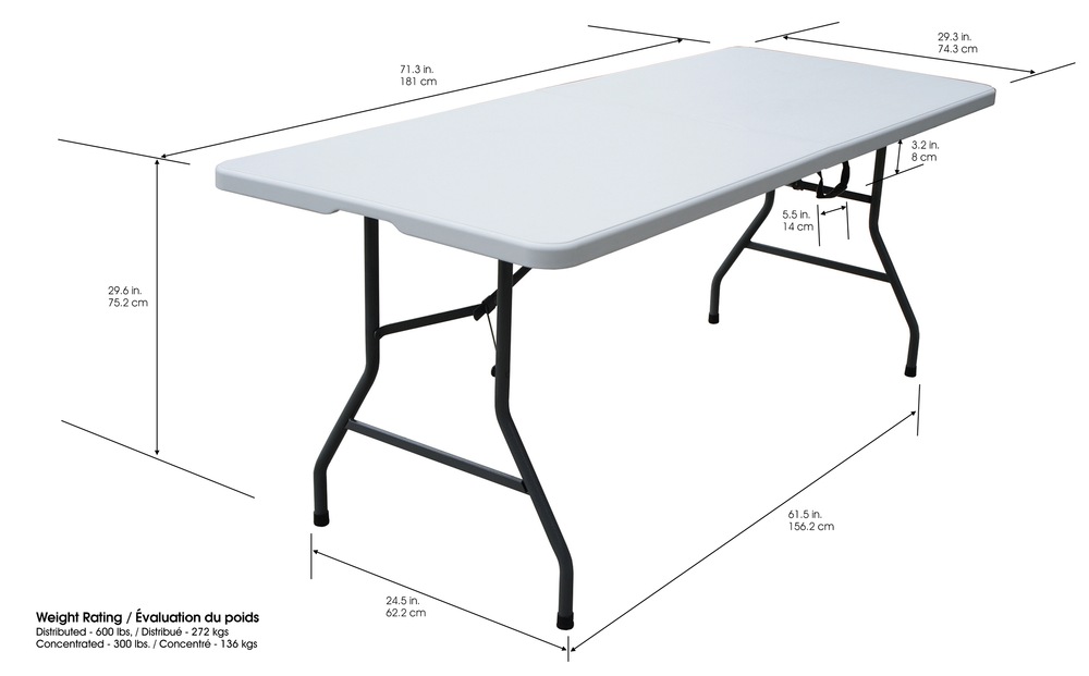 Table pliante portative en métal et en plastique For Living avec
