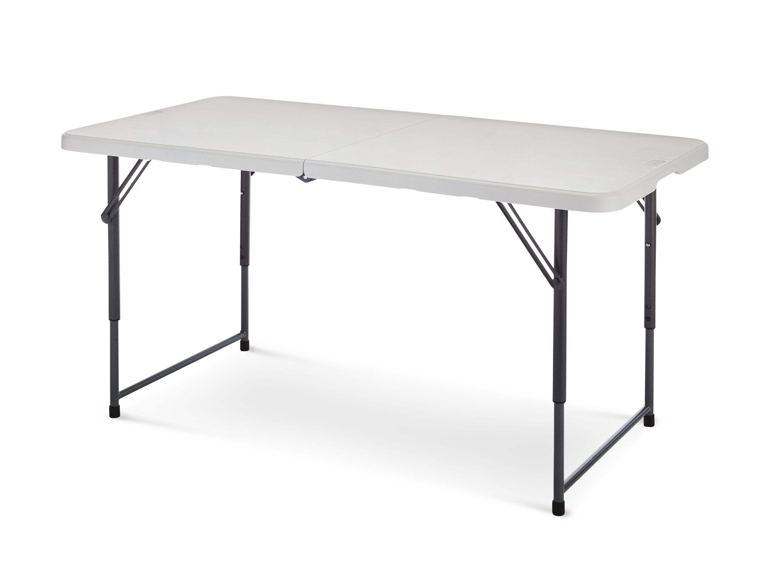 Table pliante portative réglable For Living, 4 pi, blanc Front_Angled_Left