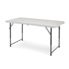 For Living 4-ft Portable Height Adjustable Plastic & Metal Folding Table  with Handle, White