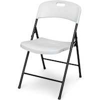 For Living Portable Indoor/Outdoor Contoured Plastic & Metal Folding Chair, White