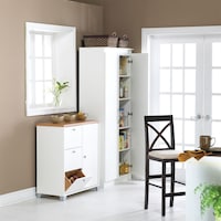 System Build 2-Framed Door Storage Cabinet, White Front_Angled_Right