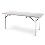 For Living 6-ft Portable Plastic & Metal Folding Table with Handle, Grey Front_Angled_Left