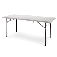 For Living 6-ft Portable Plastic & Metal Folding Table with Handle, Grey