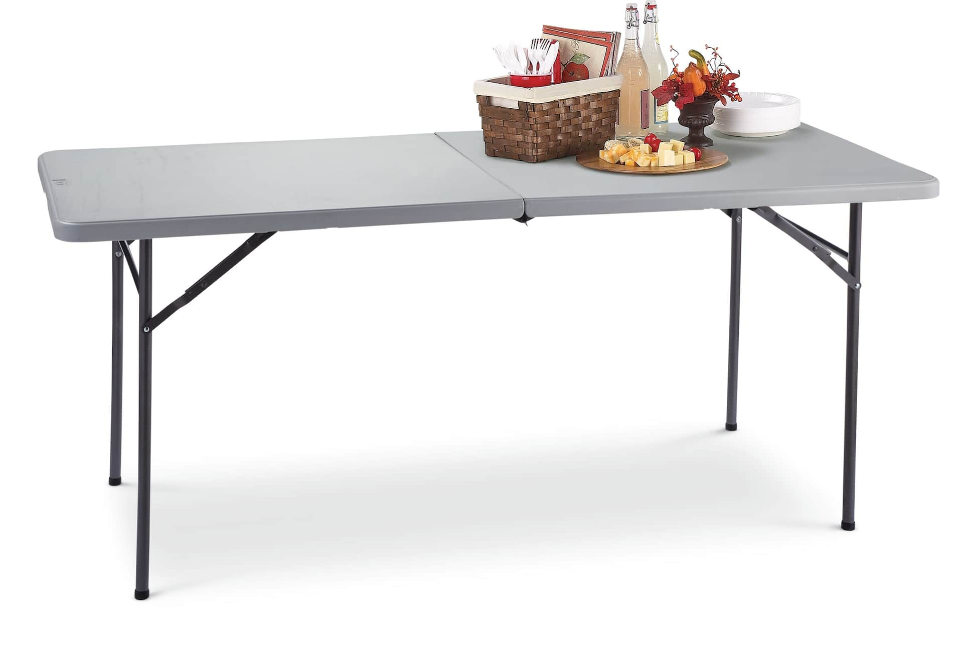 For Living 6 Ft Portable Plastic Metal Folding Table With Handle   For Living 6 Folding Table With H Legs Grey  319551b0 C487 4c10 A108 E190fb67439d Jpgrendition 