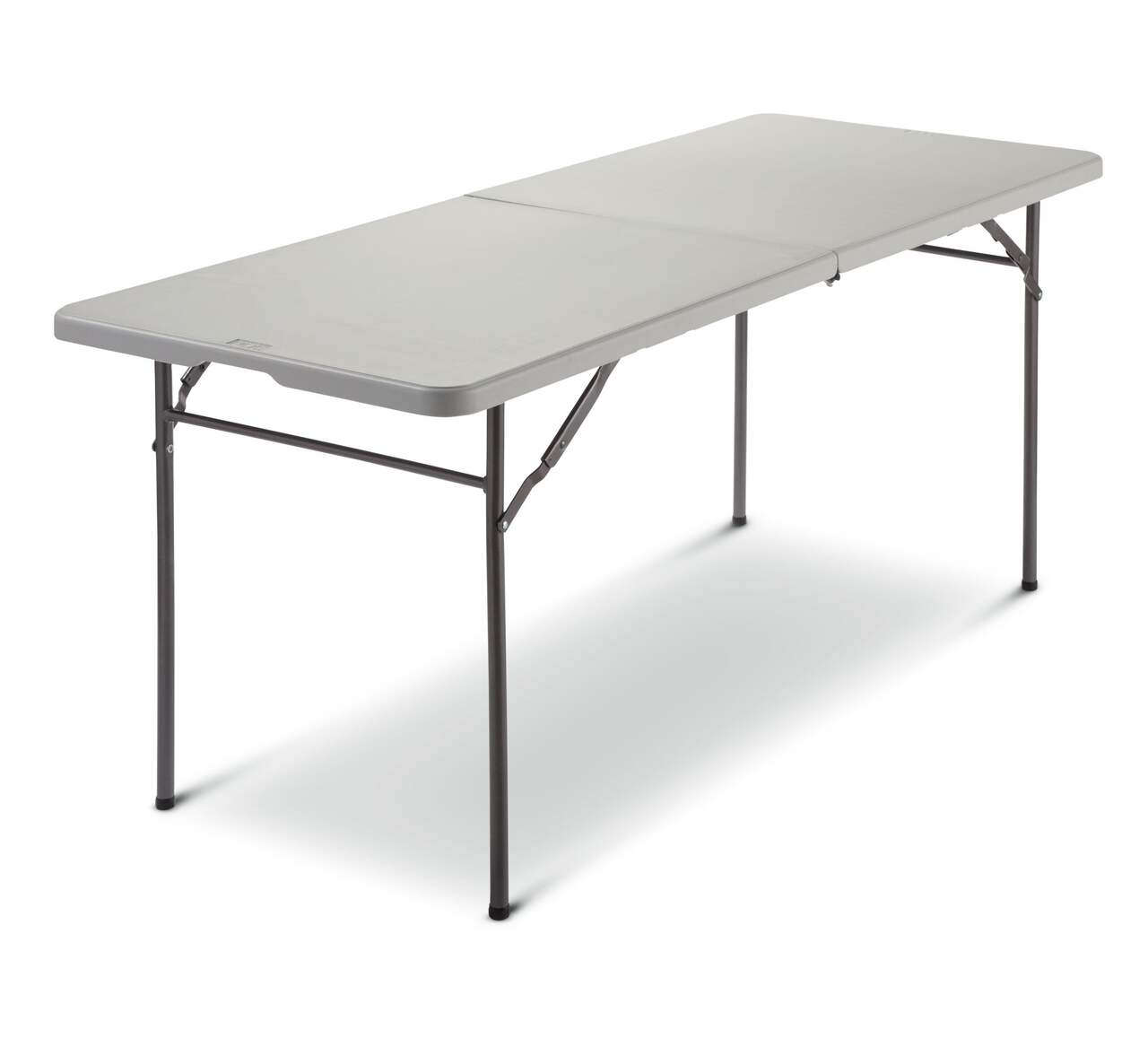 For Living 4-ft Portable Height Adjustable Plastic & Metal Folding Table  with Handle, White