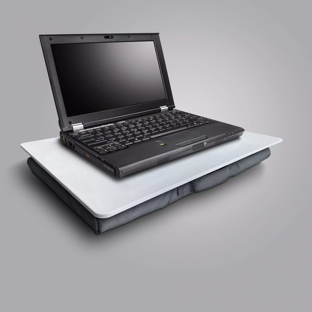 For Living Portable Padded Lap Desk, Fits Laptops Up To 16in, Grey