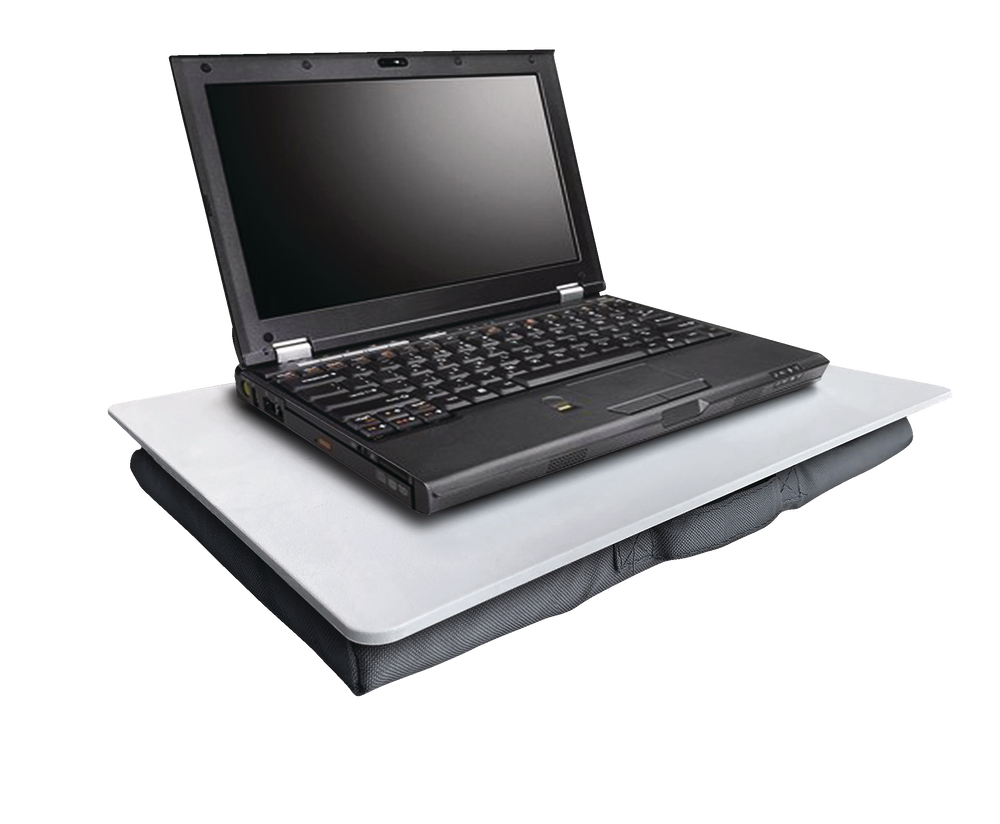 For Living Portable Padded Lap Desk, Fits Laptops Up To 16in, Grey