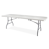 For Living 8-ft Portable Plastic & Metal Folding Table with Handle, White Front_Angled_Left