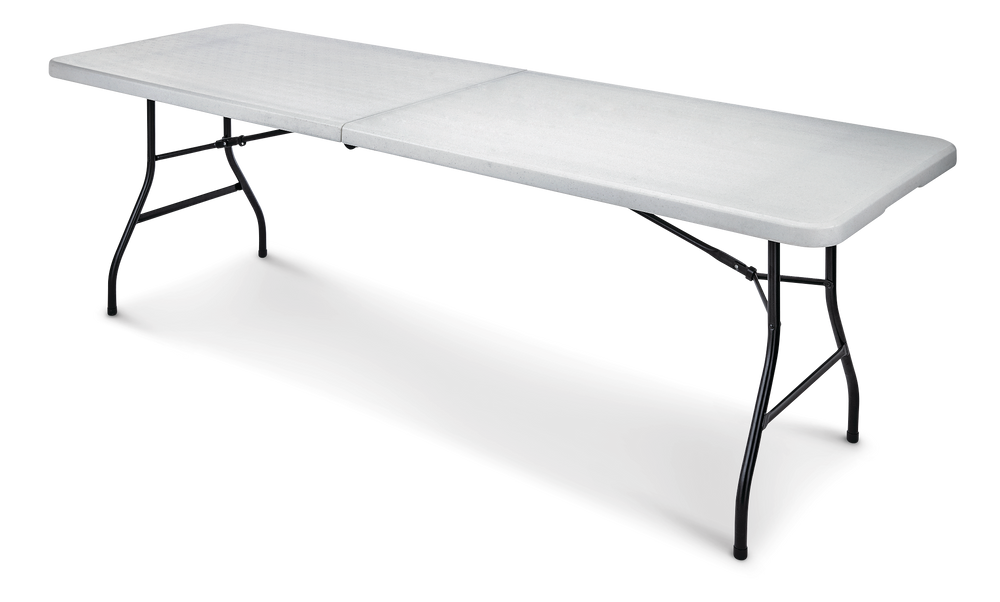 For Living 8ft Portable Plastic & Metal Folding Table with Handle