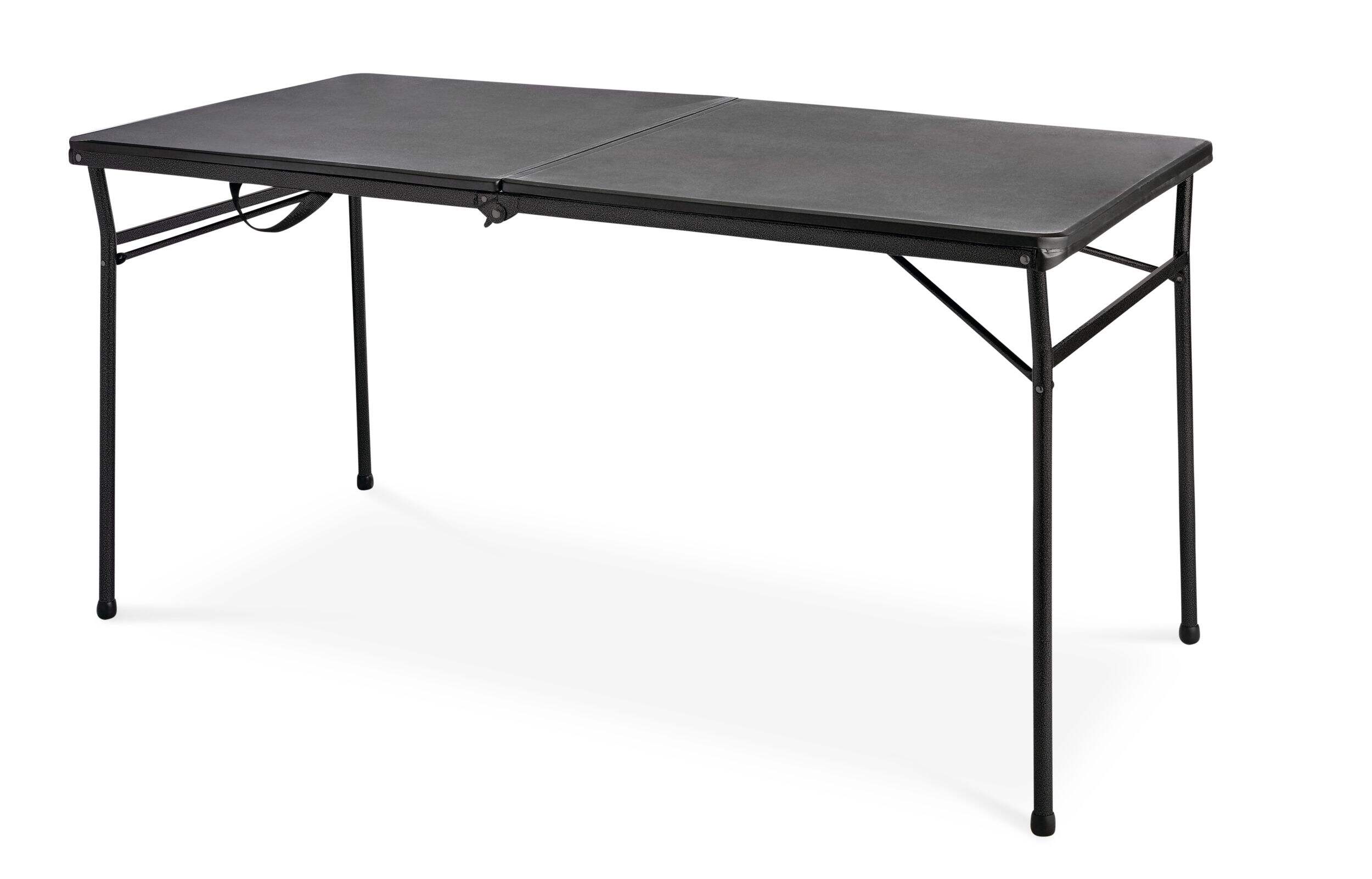 Table pliante portative Likewise en résine avec poignée, 5 pi, noir Front_Angled_Left