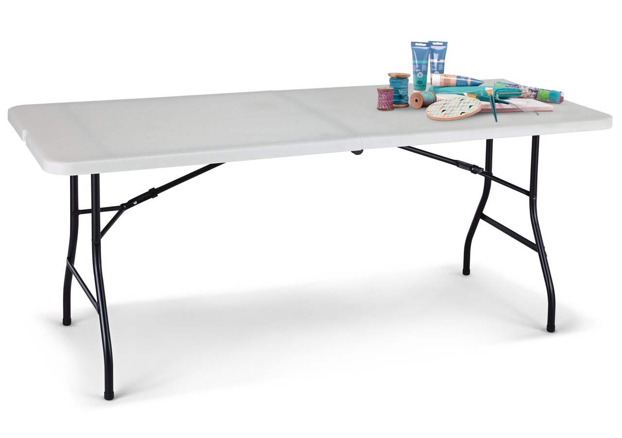  deaciber 6ft Folding Table 71 inch Plastic Fold in Half  w/Handle Heavy Duty Portable Indoor Outdoor for Garden Party Picnic Camping  BBQ Dining Kitchen Wedding Market Events : Patio, Lawn 