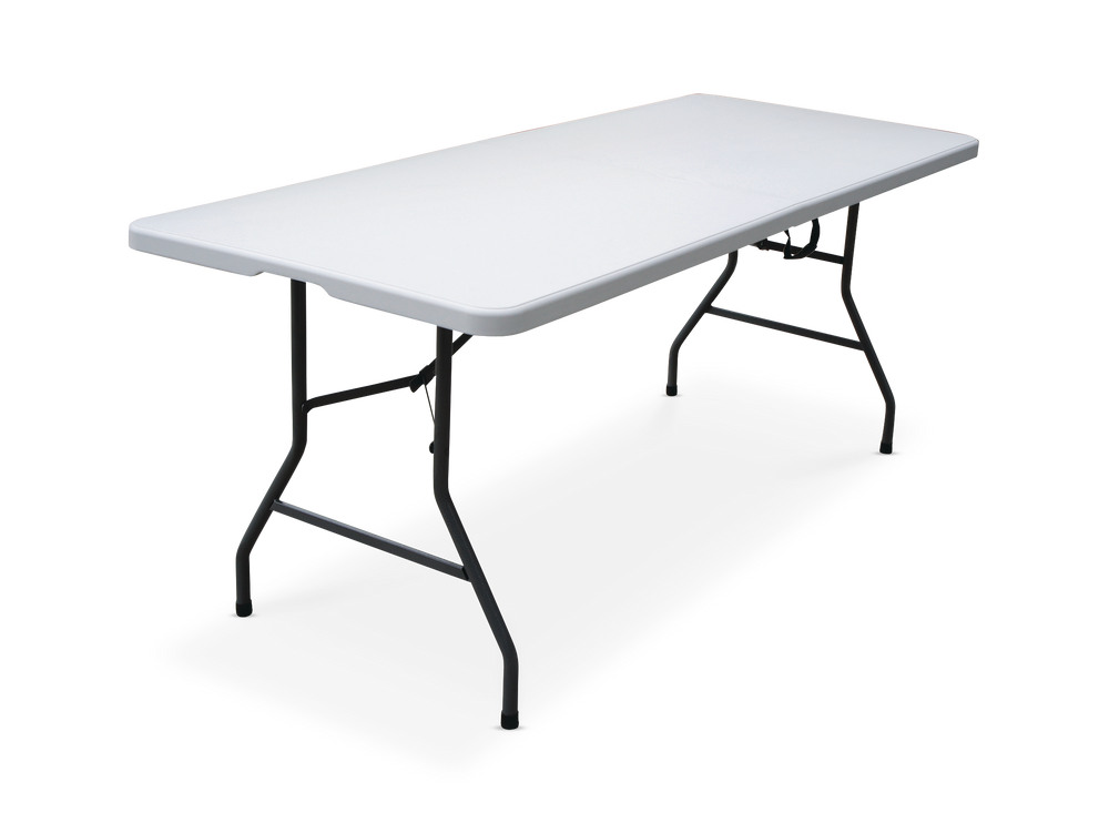 For Living 6-ft Portable Indoor/Outdoor Plastic  Metal Folding Table with  Handle, White | Canadian Tire