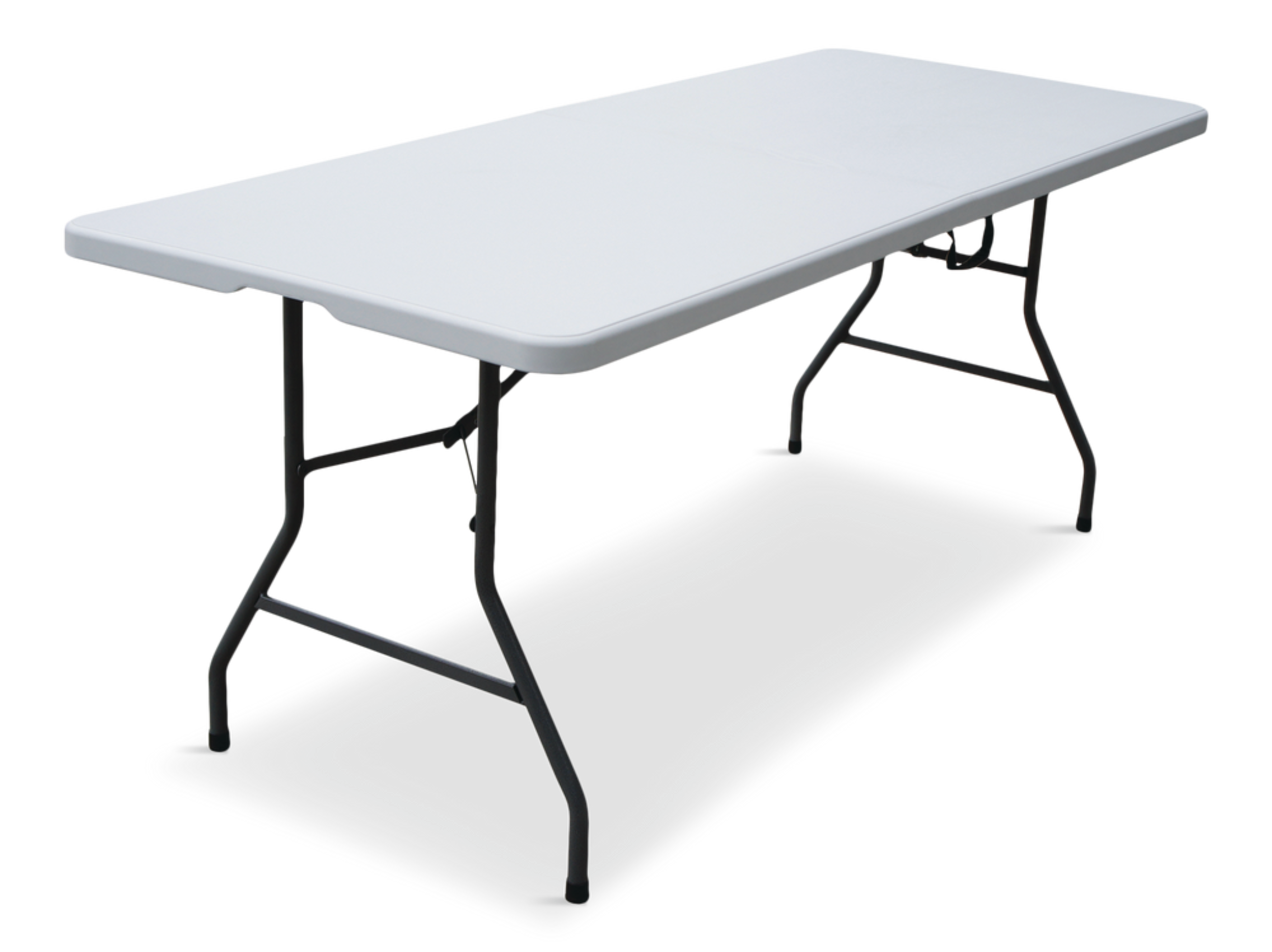 For Living 6-ft Portable Indoor/Outdoor Plastic & Metal Folding Table with Handle, White Front_Three_Fourths_Angled_Right