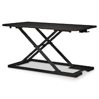 For Living Convertible Height Adjustable Sit To Standing Desk For Home Office, Black Front_Three_Fourths_Angled_Left