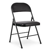 For Living Vinyl Padded Seat Folding Chair, Black Front_Three_Fourths_Angled_Right