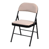 For Living Fabric Folding/Compact Chair, Beige Fabric & Black Frame Front_Angled_Left